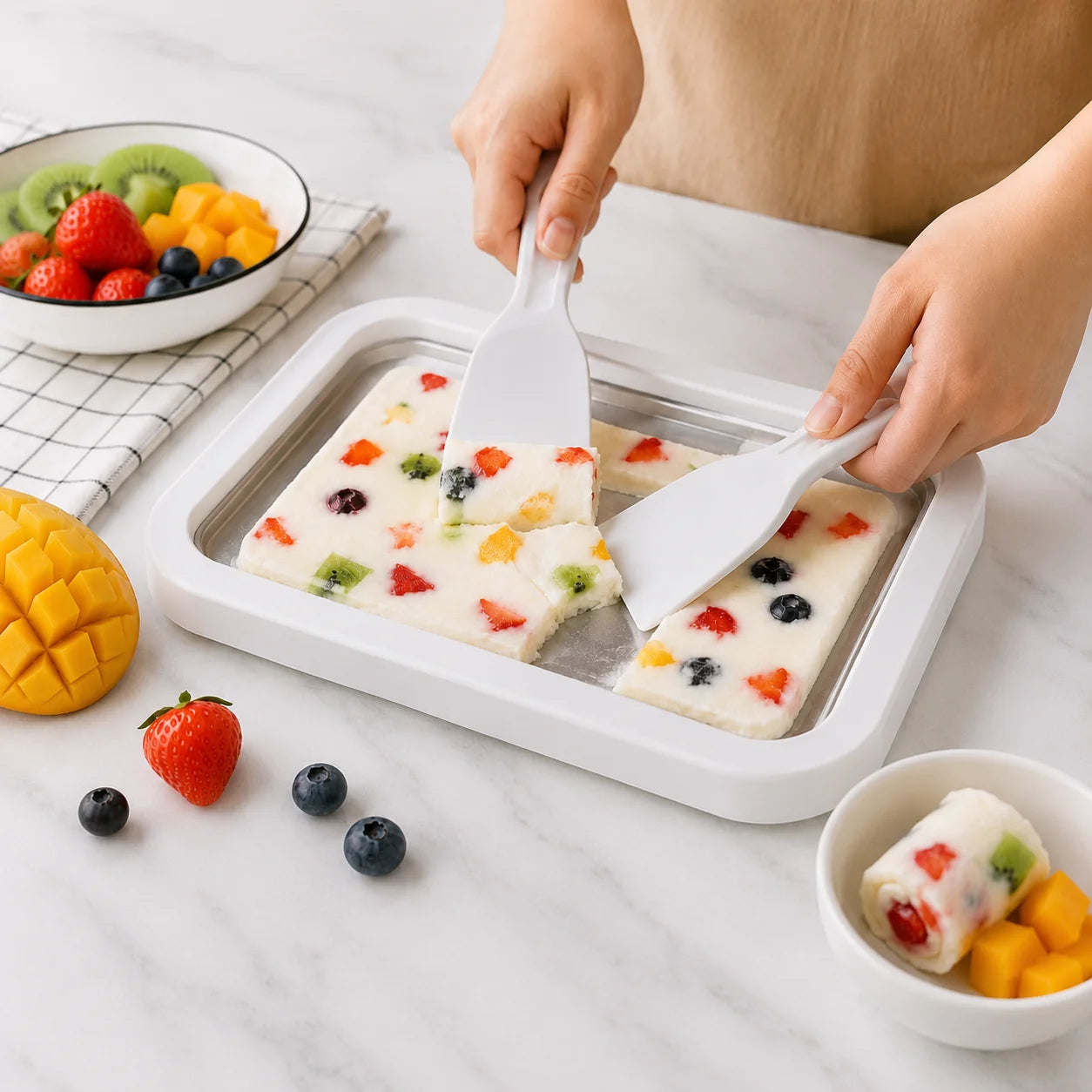 Ice Cream Roll Plate Freezable Stainless Steel No Electricity