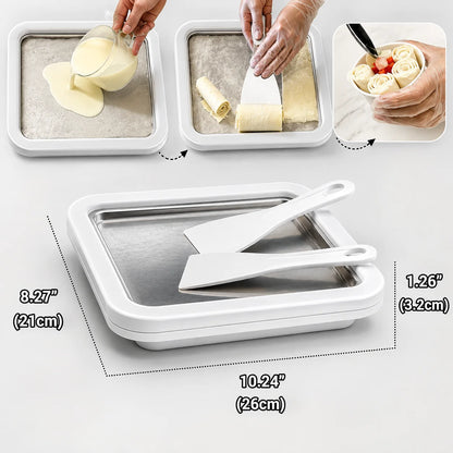 Ice Cream Roll Plate Freezable Stainless Steel No Electricity