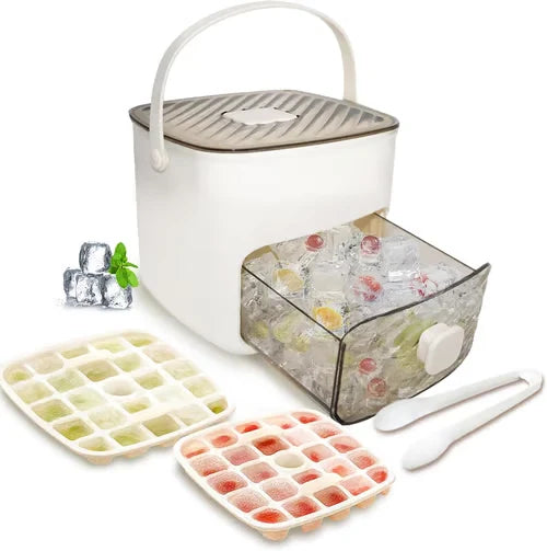 Ice Cube Maker One-Button Release Stackable Storage Box