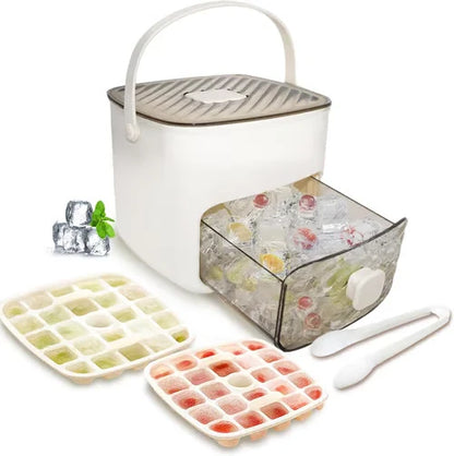 Ice Cube Maker One-Button Release Stackable Storage Box