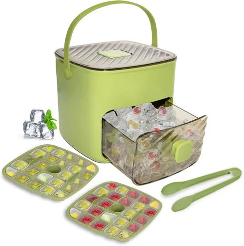 Ice Cube Maker One-Button Release Stackable Storage Box