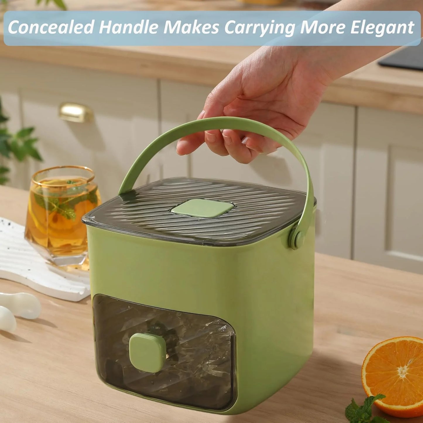 Ice Cube Maker One-Button Release Stackable Storage Box