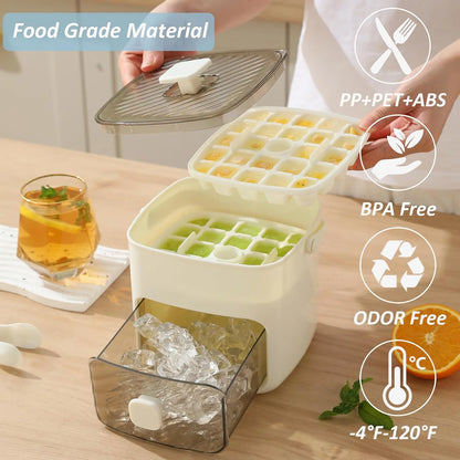 Ice Cube Maker One-Button Release Stackable Storage Box