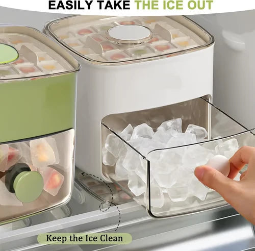 Ice Cube Maker One-Button Release Stackable Storage Box