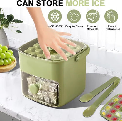 Ice Cube Maker One-Button Release Stackable Storage Box