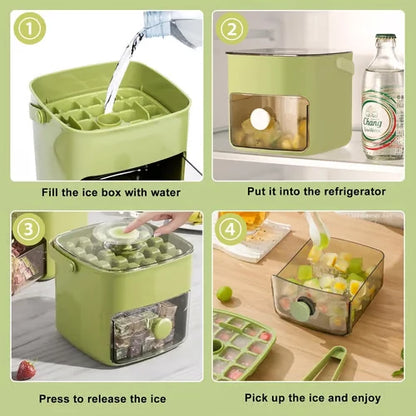 Ice Cube Maker One-Button Release Stackable Storage Box