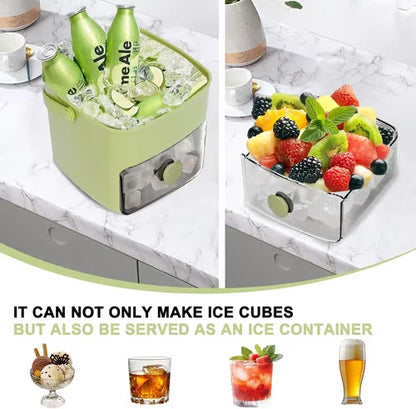 Ice Cube Maker One-Button Release Stackable Storage Box