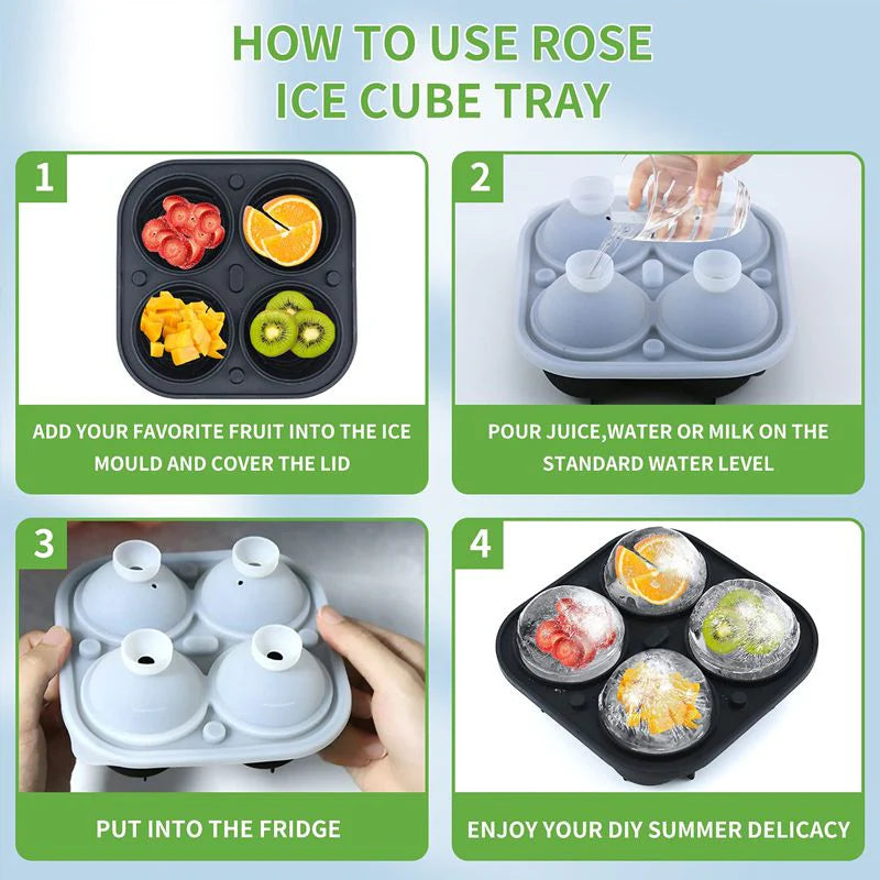 Ice Cube Mold Rose-Shaped Slow-Melting Silicone