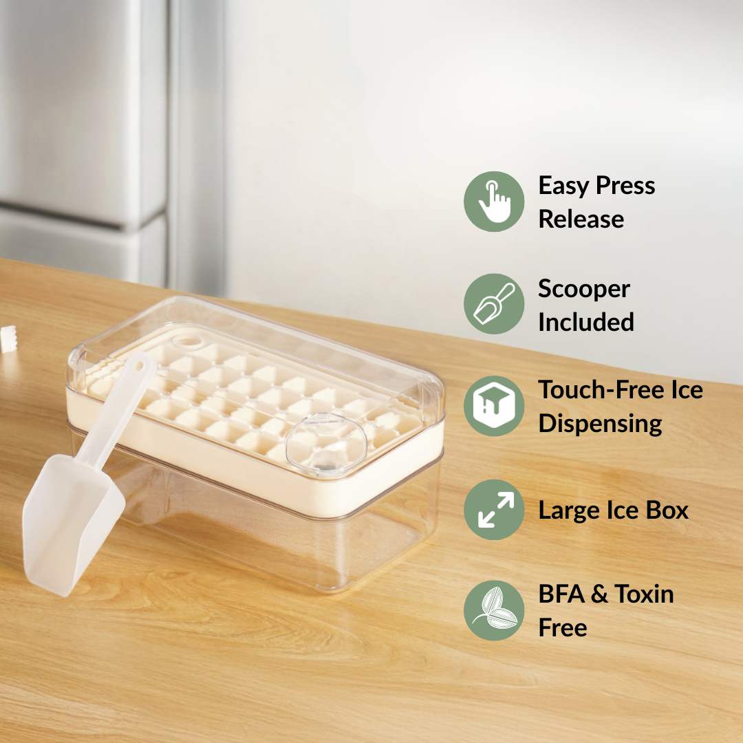 Ice Cube Tray One-Press Release With Scoop & Container