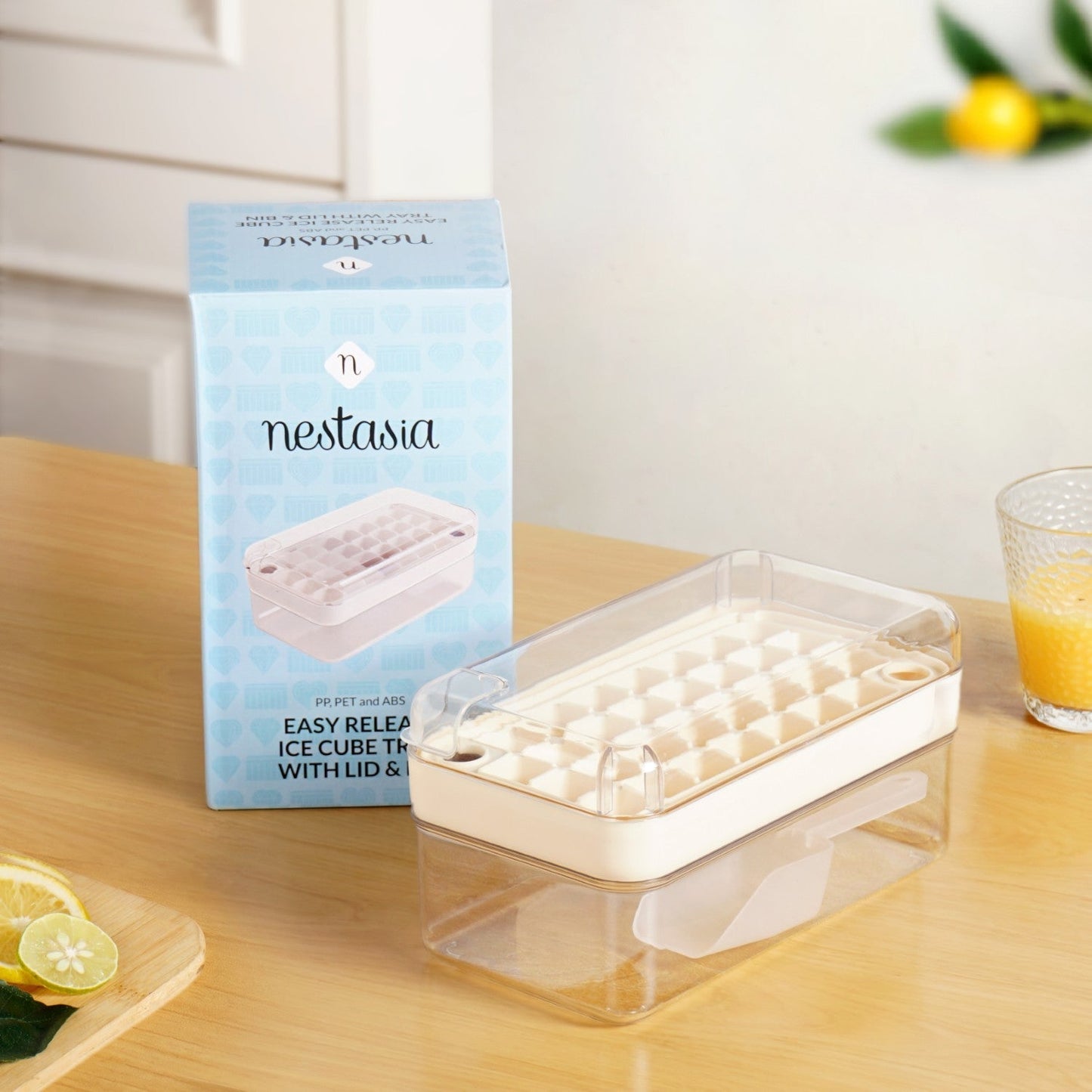 Ice Cube Tray One-Press Release With Scoop & Container