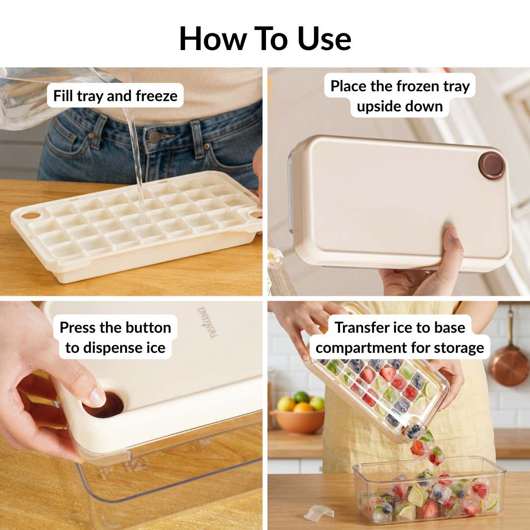 Ice Cube Tray One-Press Release With Scoop & Container