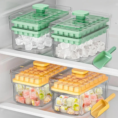 Ice Cube Tray Set 68-Cube Easy-Release Stackable With Scoop