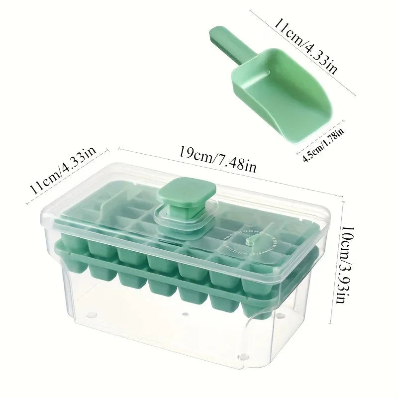 Ice Cube Tray Set 68-Cube Easy-Release Stackable With Scoop
