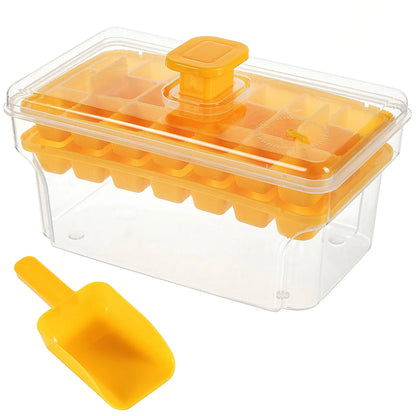 Ice Cube Tray Set 68-Cube Easy-Release Stackable With Scoop