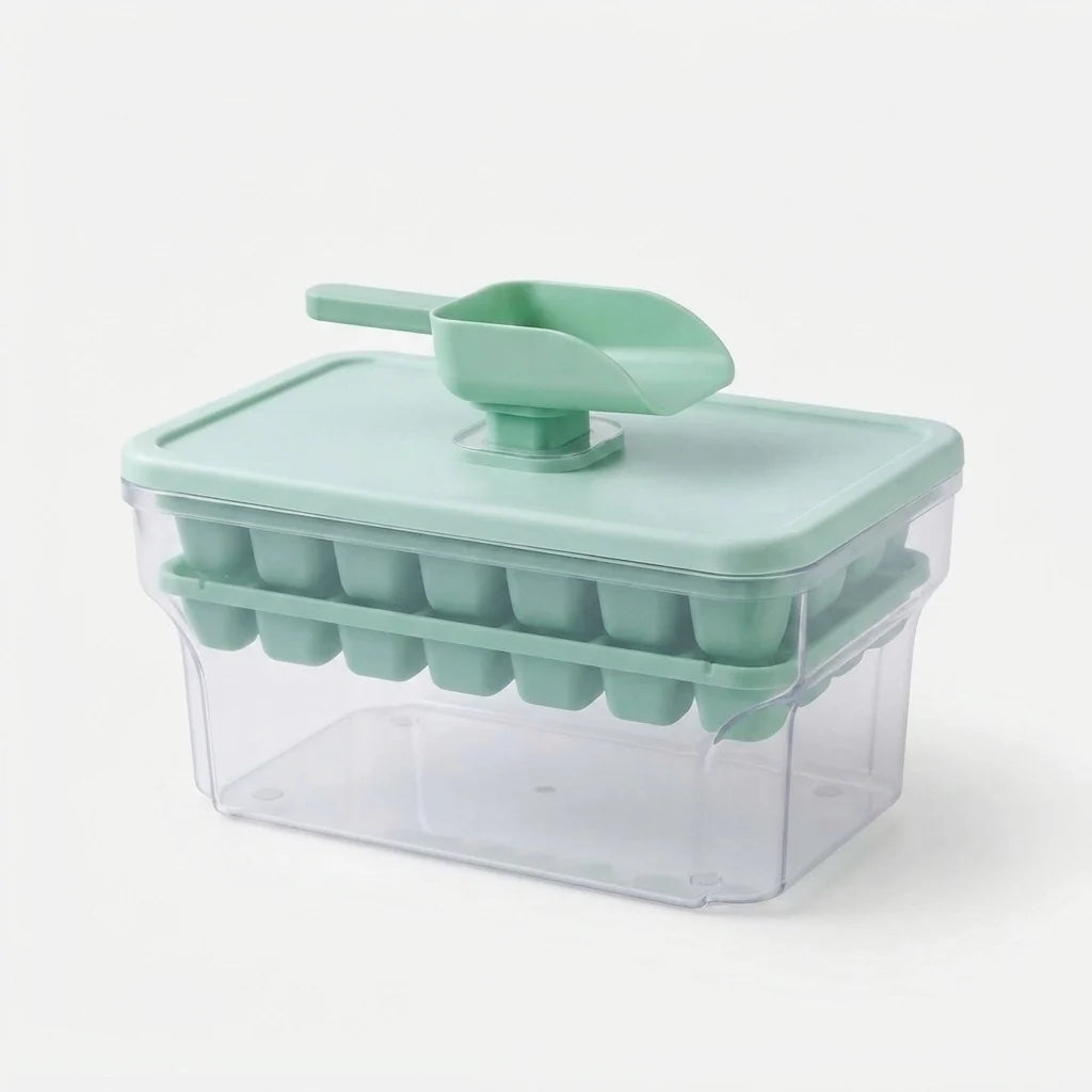Ice Cube Tray Set 68-Cube Easy-Release Stackable With Scoop