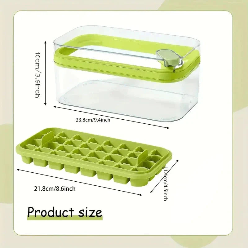 Ice Cube Tray Set Push-Button Airtight 64 Cubes