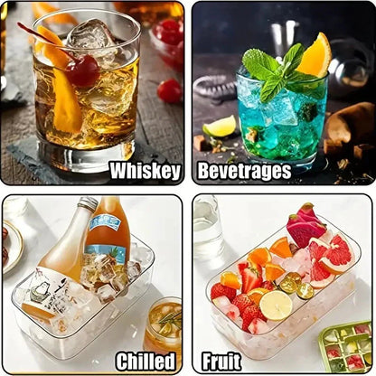 Ice Cube Tray Set Push-Button Airtight 64 Cubes