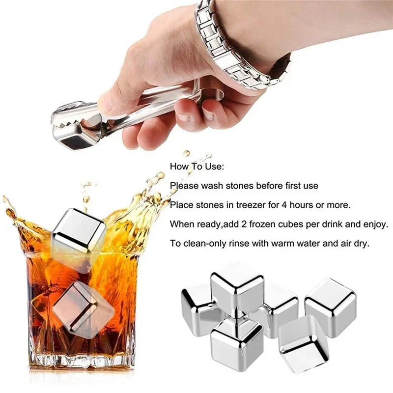 Ice Cubes Stainless Steel No Dilution Set of 8