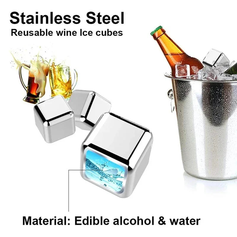 Ice Cubes Stainless Steel No Dilution Set of 8