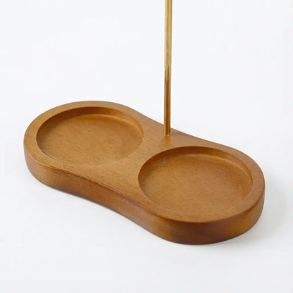 Incense & Candle Holder Wood Base Removable Glass Cups