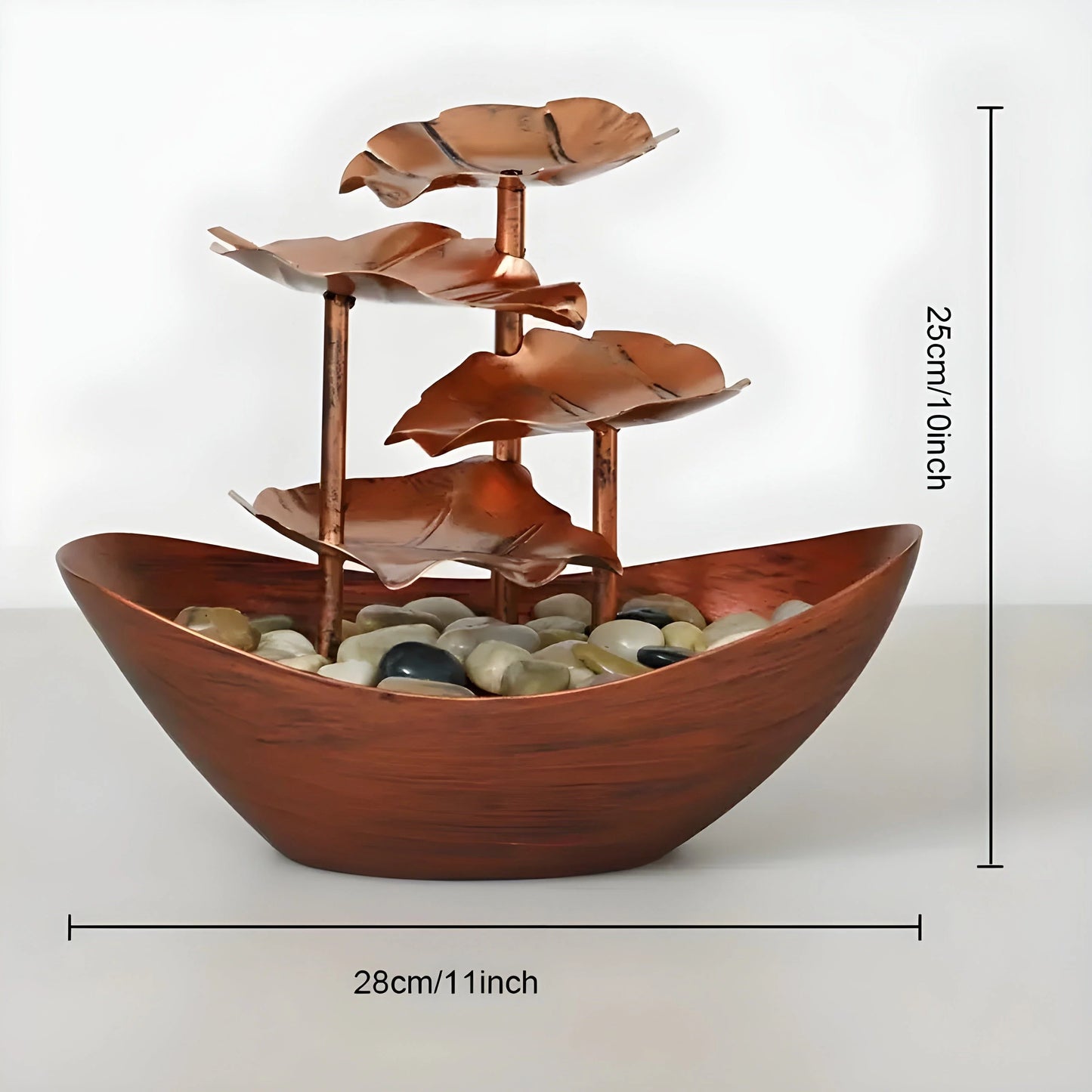 Indoor Fountain Multi-Level Metal Leaf Warm LED Cordless