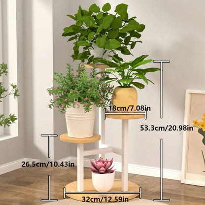 Indoor Plant Stand Four-Tier Staggered Wood & Metal