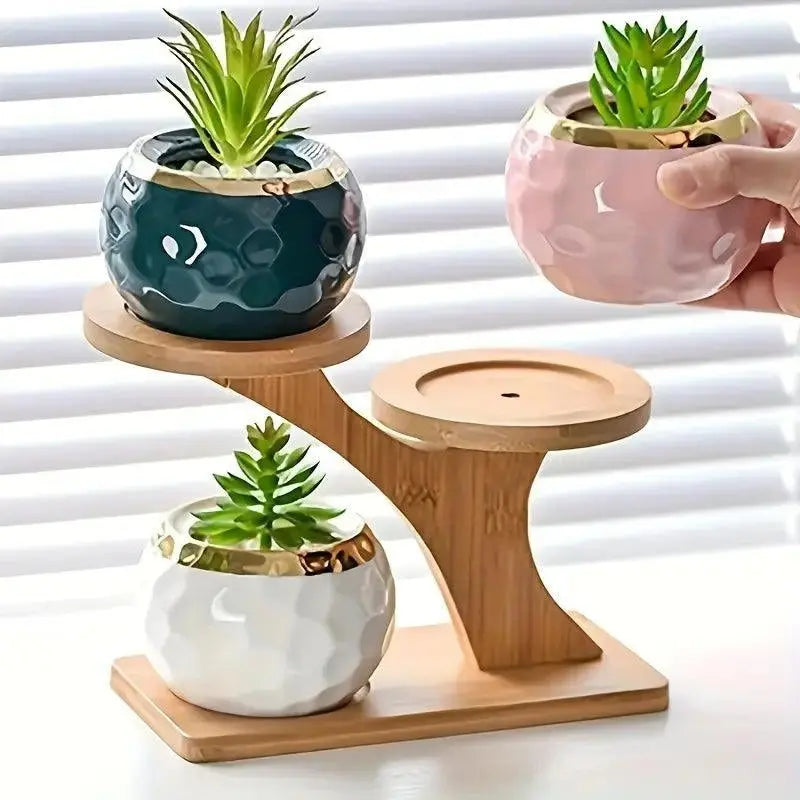 Indoor Plant Stand Tree-Shaped 3-Tier Bamboo