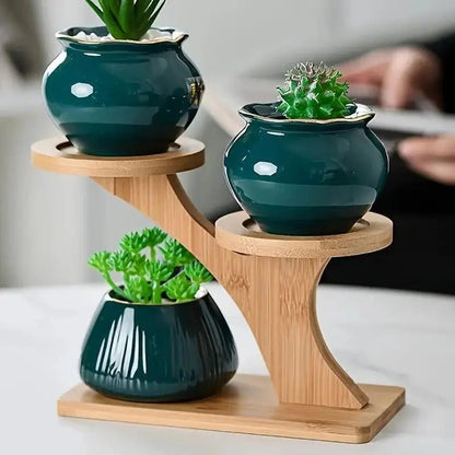 Indoor Plant Stand Tree-Shaped 3-Tier Bamboo