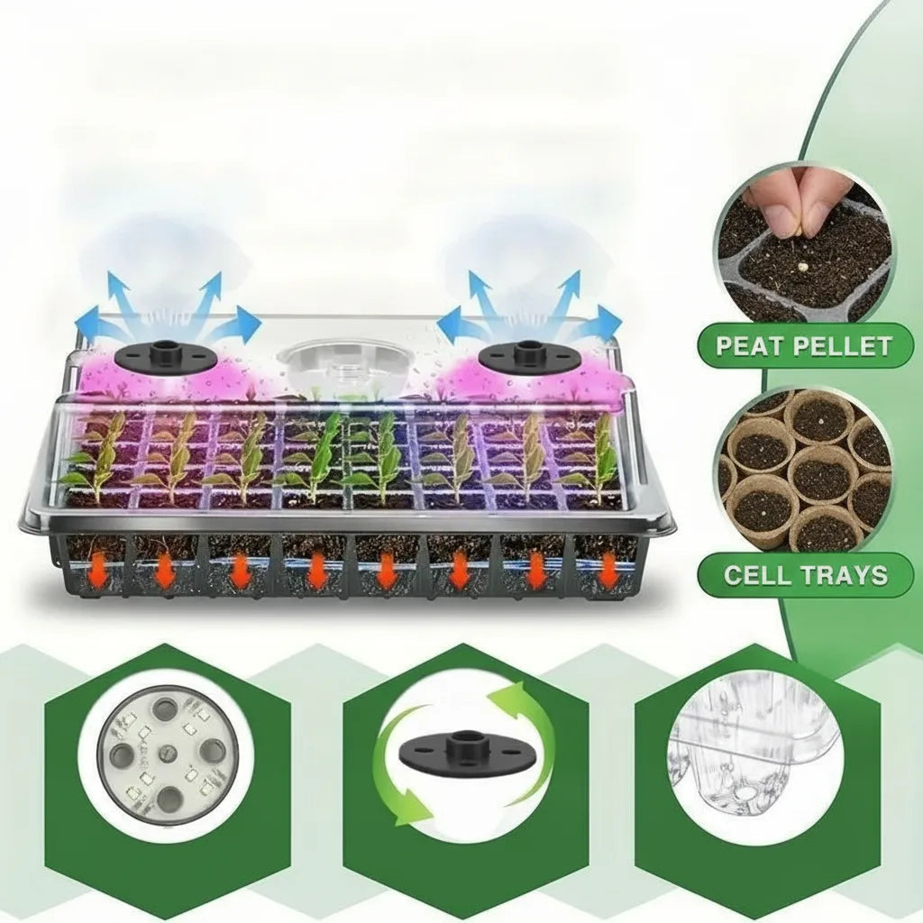 Indoor Seed Starter Kit Integrated LED & Ventilated Dome