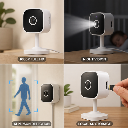 Indoor Wi‑Fi Camera 1080p AI Person Detection Night Vision