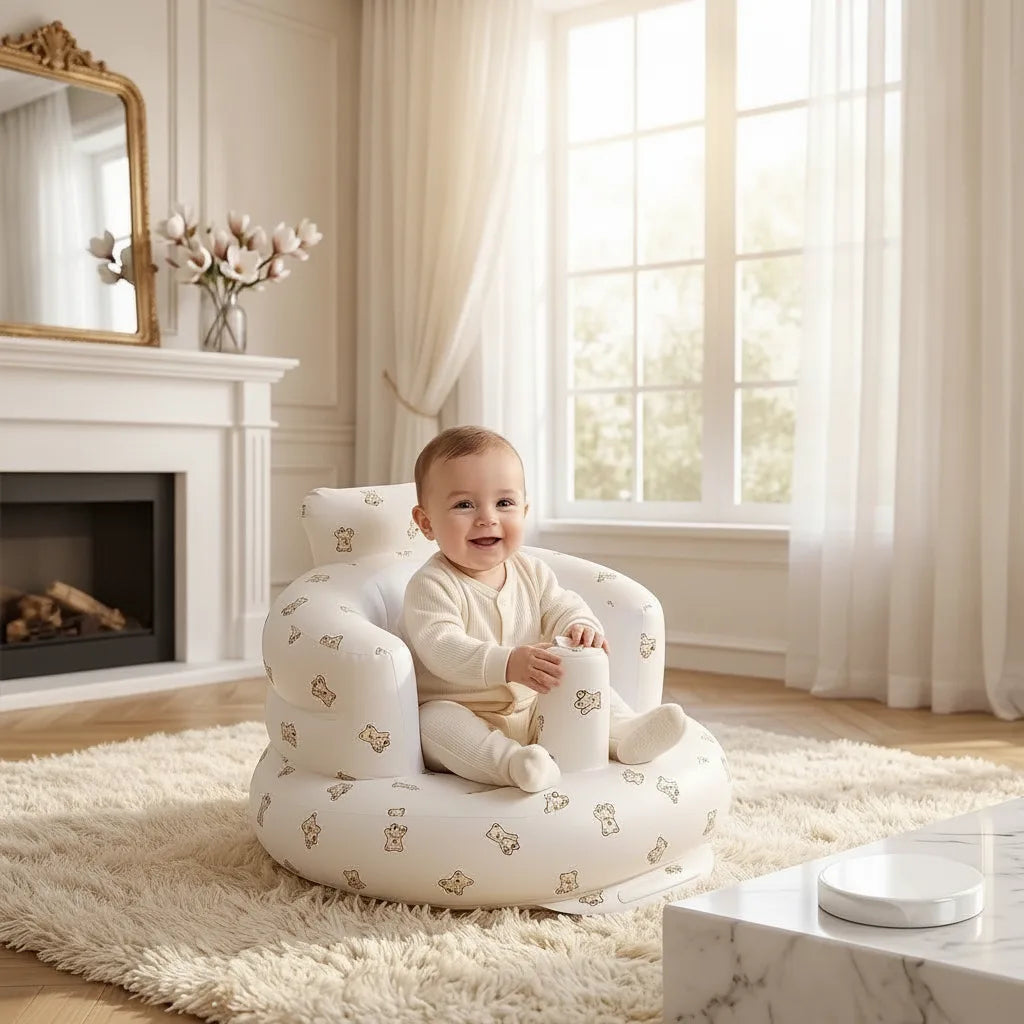 Inflatable Baby Seat Built-In Foot Pump Ergonomic Backrest