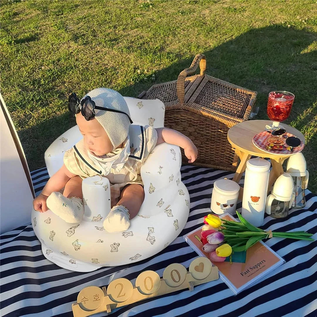 Inflatable Baby Seat Built-In Foot Pump Ergonomic Backrest
