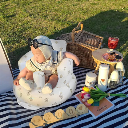 Inflatable Baby Seat Built-In Foot Pump Ergonomic Backrest