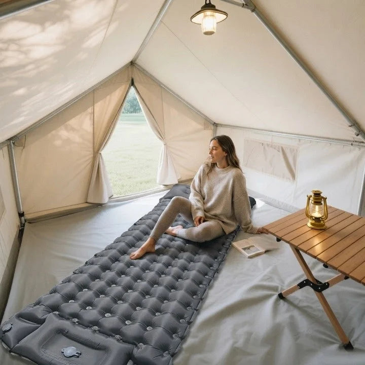 Inflatable Camping Mat 10 Cm Built-In Pillow & Pump