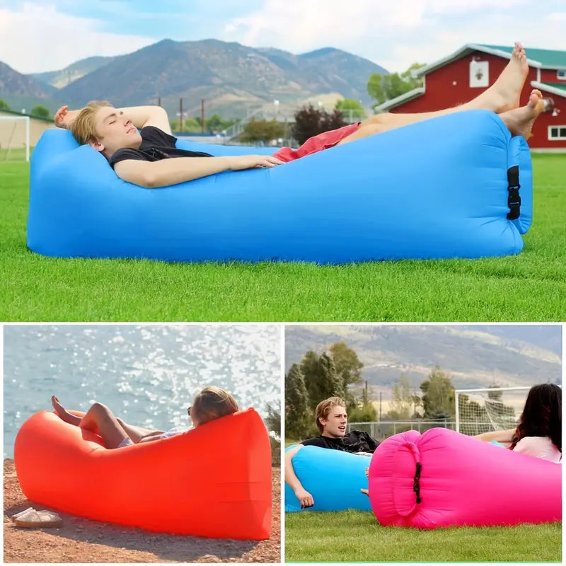 Inflatable Lounger Pump-Free Tear-Resistant Polyester