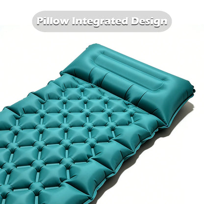 Inflatable Sleeping Pad Integrated Pillow & Foot Pump