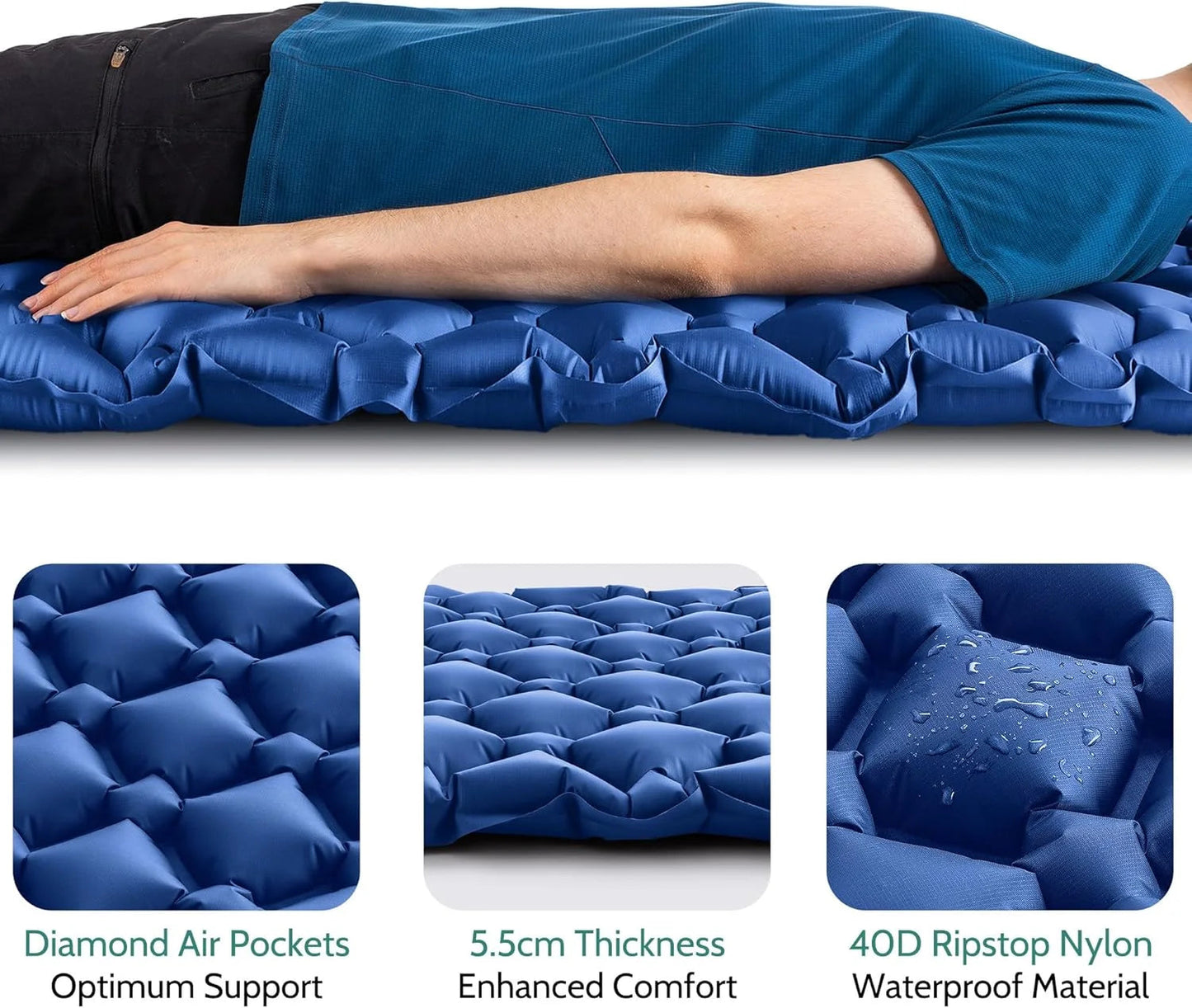 Inflatable Sleeping Pad Ultralight Compact Waterproof