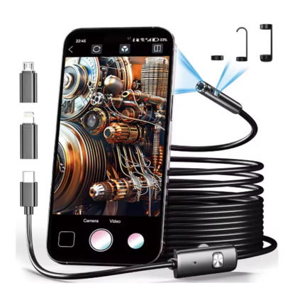 Inspection Camera 8mm Waterproof HD Adjustable LED USB-Powered