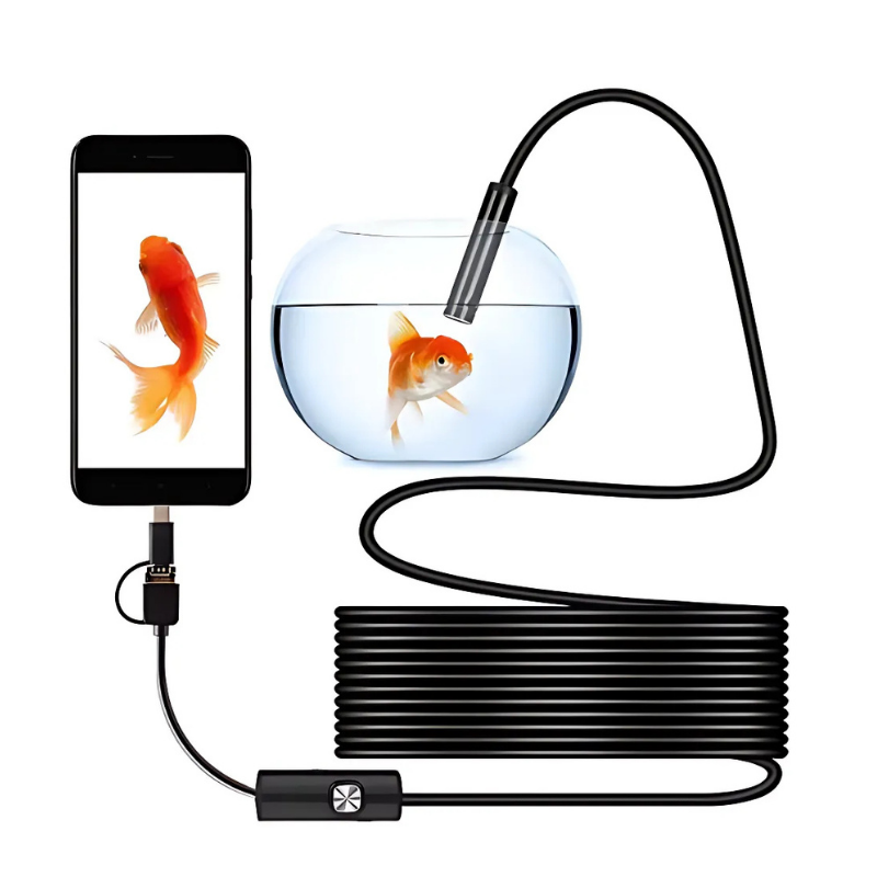 Inspection Camera 8mm Waterproof HD Adjustable LED USB-Powered
