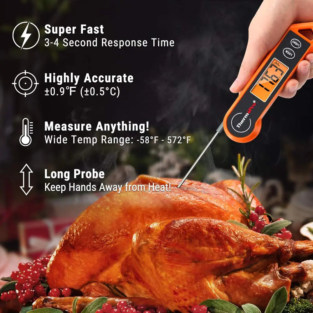 Instant-Read Thermometer Motion-Activated Auto-Rotating LCD