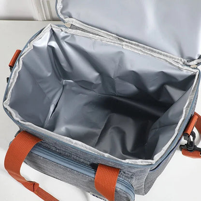 Insulated Cooler Bag Double Compartment Adjustable Shoulder Strap & Handle