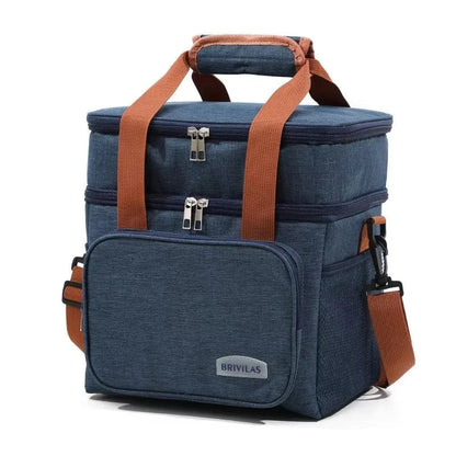 Insulated Cooler Bag Double Compartment Adjustable Shoulder Strap & Handle