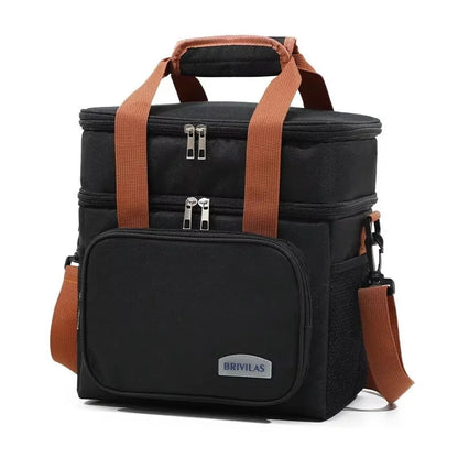 Insulated Cooler Bag Double Compartment Adjustable Shoulder Strap & Handle