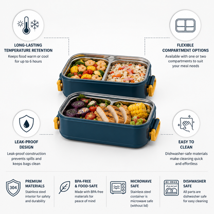 Insulated Lunch Box Stainless Steel Leak-Proof