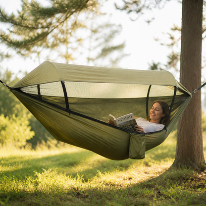 Integrated Mosquito Net and Sunshade Camping Hammock (260 × 140 cm)