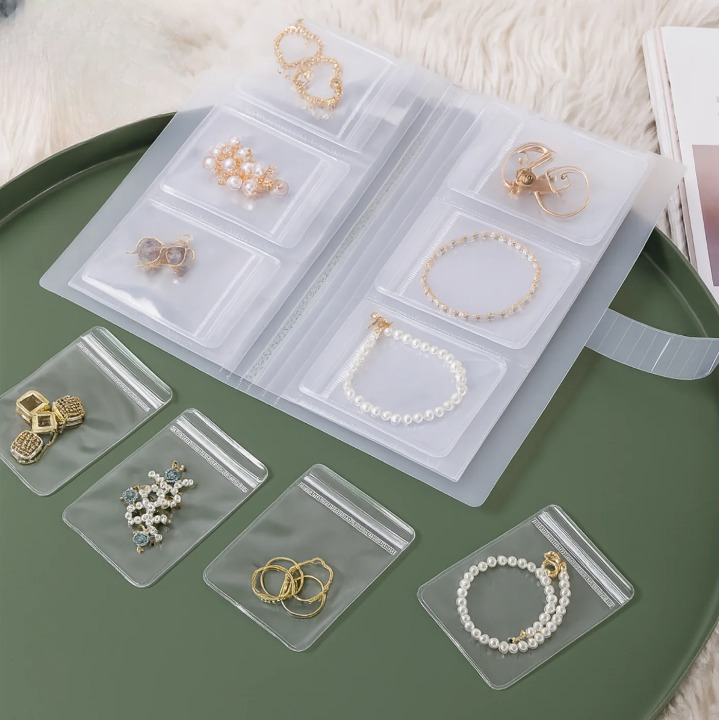 Jewelry Organizer Book 30 Transparent Pockets Slim Travel Anti-Tangle