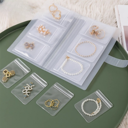 Jewelry Organizer Book 30 Transparent Pockets Slim Travel Anti-Tangle