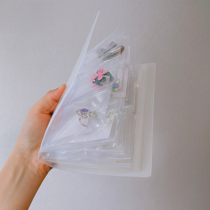 Jewelry Organizer Book 30 Transparent Pockets Slim Travel Anti-Tangle