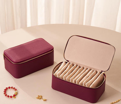 Jewelry Travel Case Faux Leather 12 Windowed Velvet Pouches