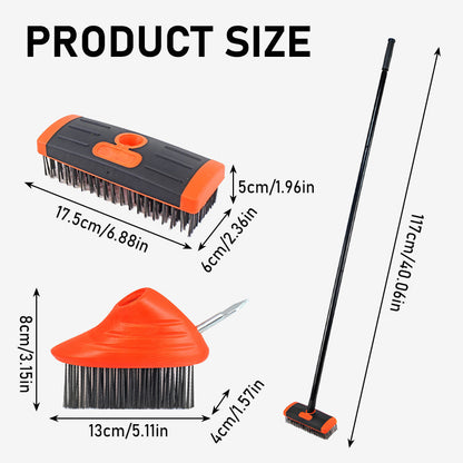 Joint Brush Telescopic Handle Steel Bristles & Three Heads